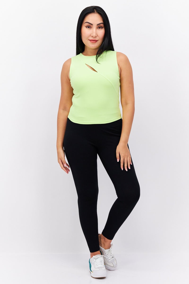 TRIBE OF 6 Women Round Neck Sleeveless Plain Tank Top, Lime - Image 4